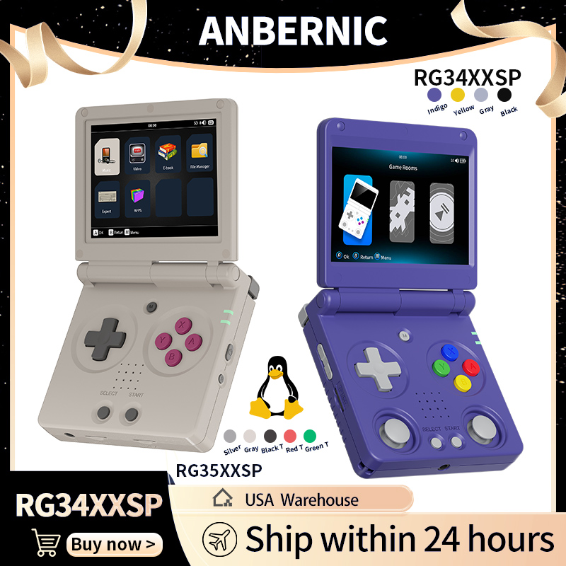Retro Gaming Portable - Anbernic RG34XXSP RG35XXSP フリップ式携帯ゲーム機 IPSスクリーン Linux