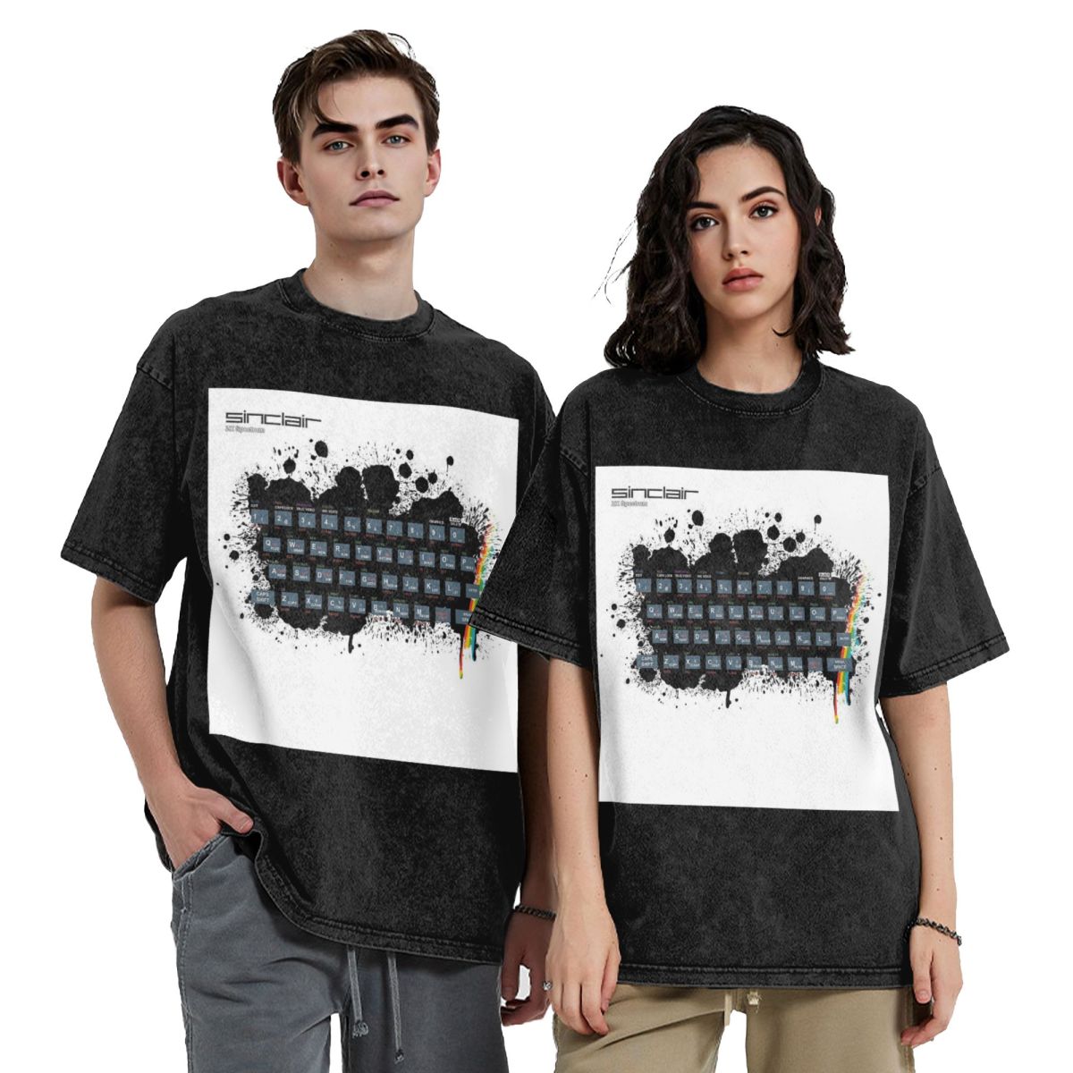 Retro Gaming Zx Spectrum - レトロゲームアート - ZX Spectrum ヒップホップ半袖Tシャツ ウォッシュドトップスTシャツ