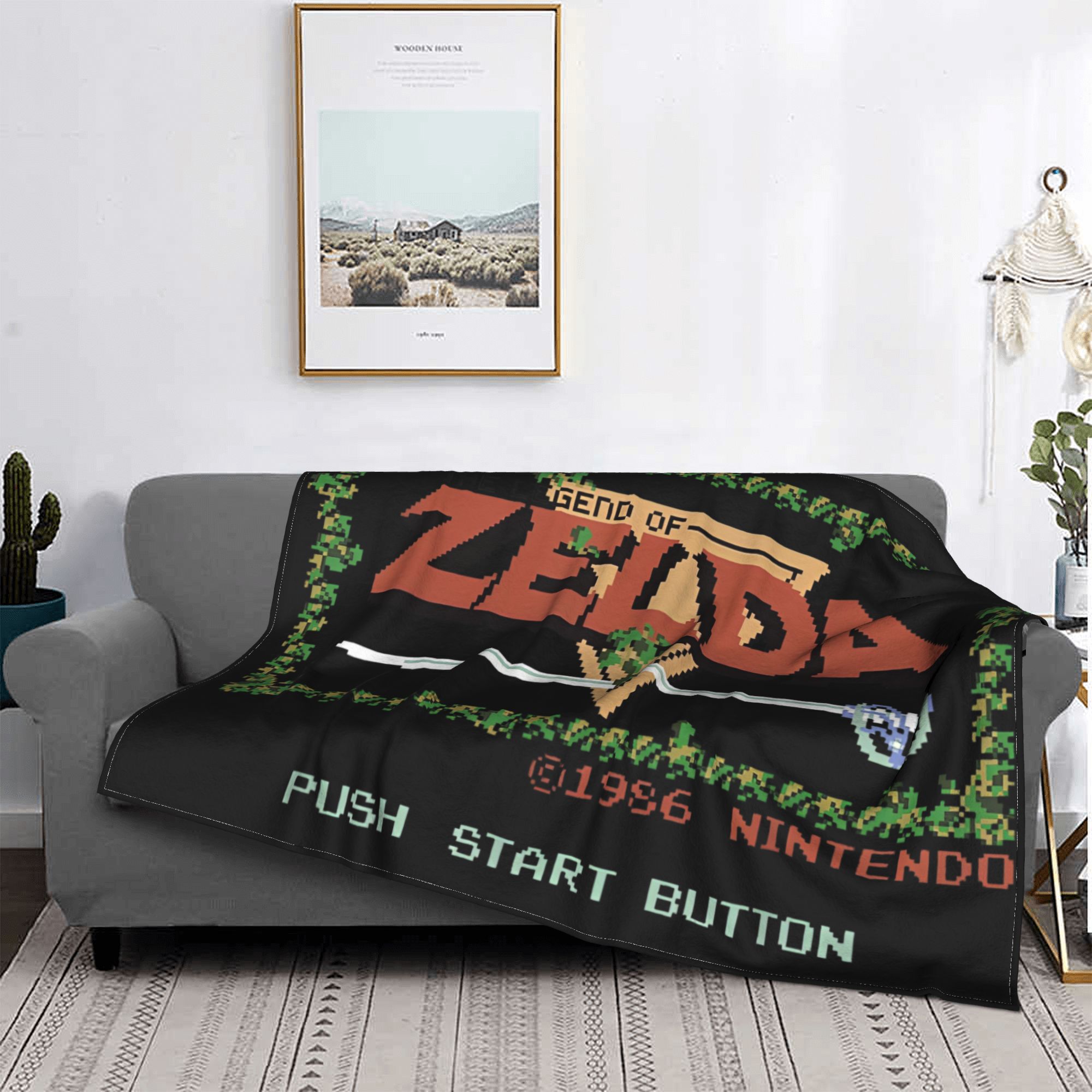 Retro Gaming Zelda - Z-ゼルダの伝説フランネルブランケットクラシックファミコンタイトル画面カスタムスローブランケットソファ寝具ラウンジ150*125センチメートル豪華な薄いキルト