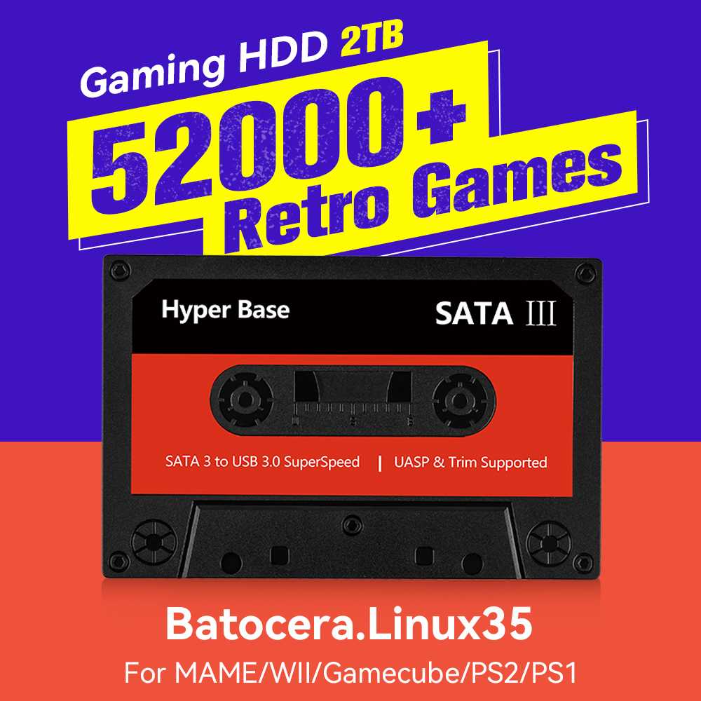 Retro Gaming Windows - Batocera 500GB/2TB レトロゲームコンソール 52000+ゲーム搭載 ゲーミングHDD PS3/PS2/Wii/セガサターン/N64/NDS/SNES/MAME対応