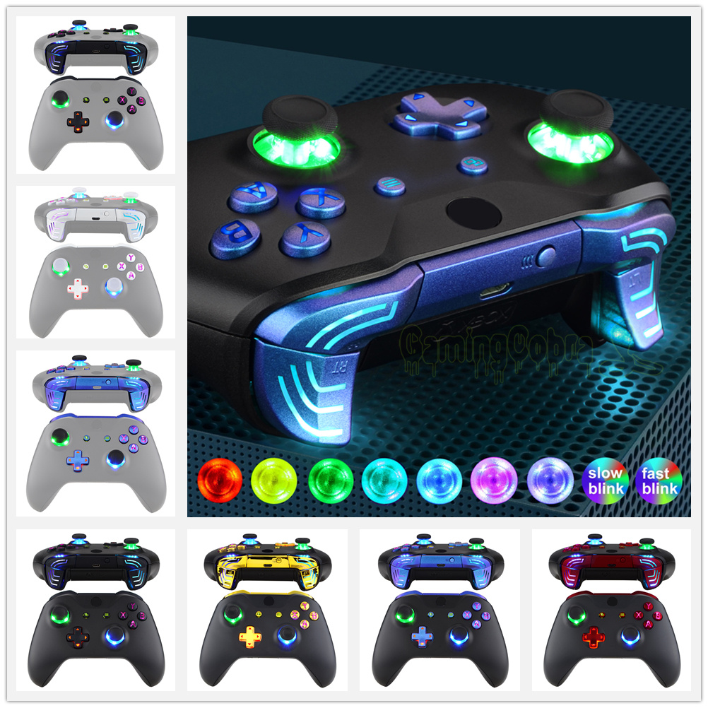 Retro Gaming Xbox One - Xbox one、sおよびxコントローラー用の改良されたLEDライトキット、サムスティックアクションボタン、クラシック記号ボタン、dtf 2.0