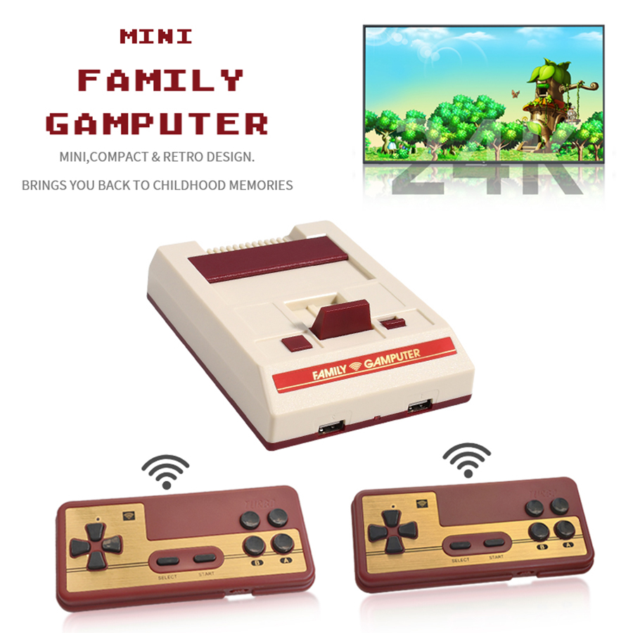 Retro Gaming Portable - FC-ミニTVビデオゲームコンソール,ワイヤレスプラグアンドプレイ,レトロクラシックエミュレーター,ゲームパッド,ギフト玩具,新品,4K, HD