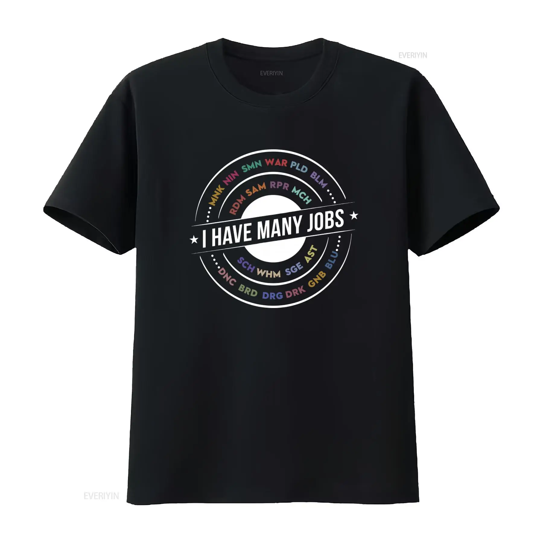 Retro Gaming T Shirt - 多くの職業にインスパイアされた面白いFFXIV FF14 MMOゲーマーTシャツ、ゲーミング愛好家に最適なデザイン、ヴィンテージ風、少しウォッシュ加工されています。