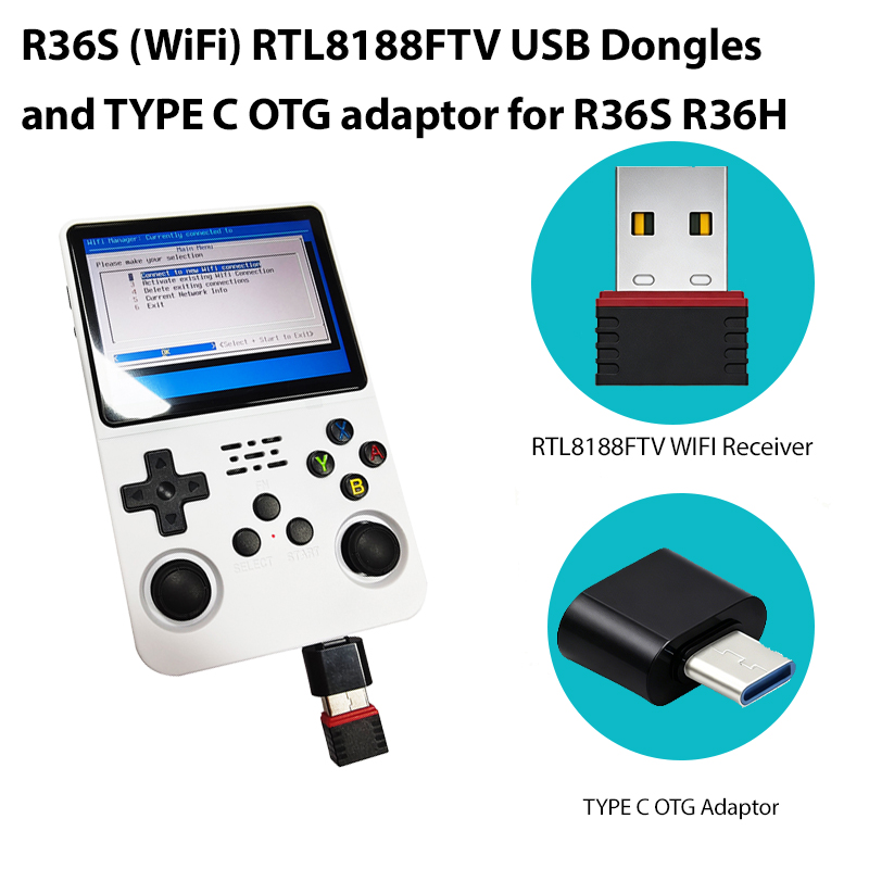 Retro Gaming In 2026 - 2026 R36S (WiFi) RTL8188FTV USBドングルとTYPE C