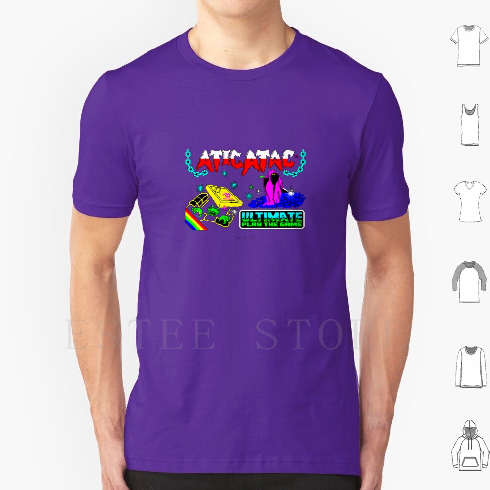 Retro Gaming Zx Spectrum - Atic Atac レトロゲームデザイン Tシャツ コットン メンズ