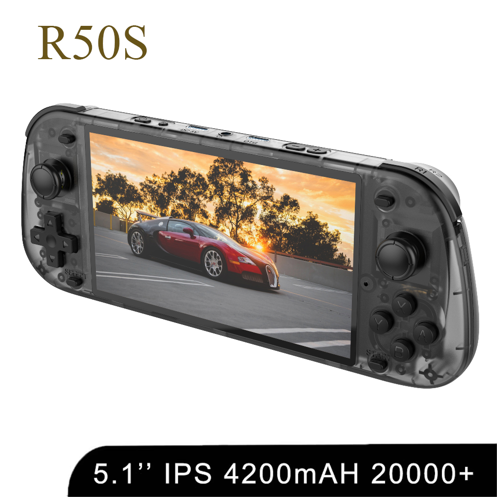 Retro Gaming Portable - 5.1インチ新型R50Sレトロ携帯型ビデオゲーム機 128GB IPSスクリーン 2人用 Wifiオンライン対戦 ポータブルポケットビデオプレーヤー