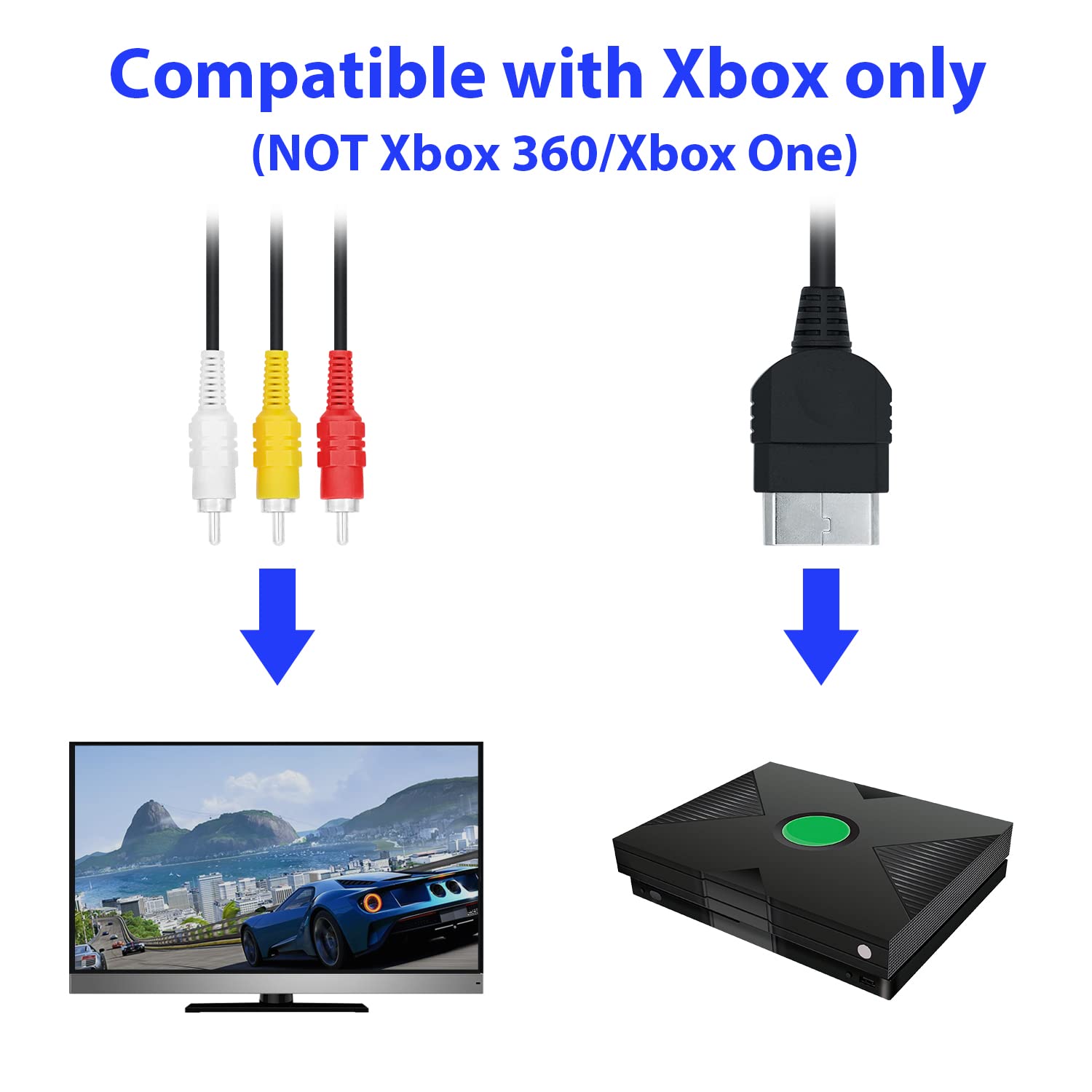 Retro Gaming Xbox One - Xbox オリジナル AV ケーブル コード接続 新品