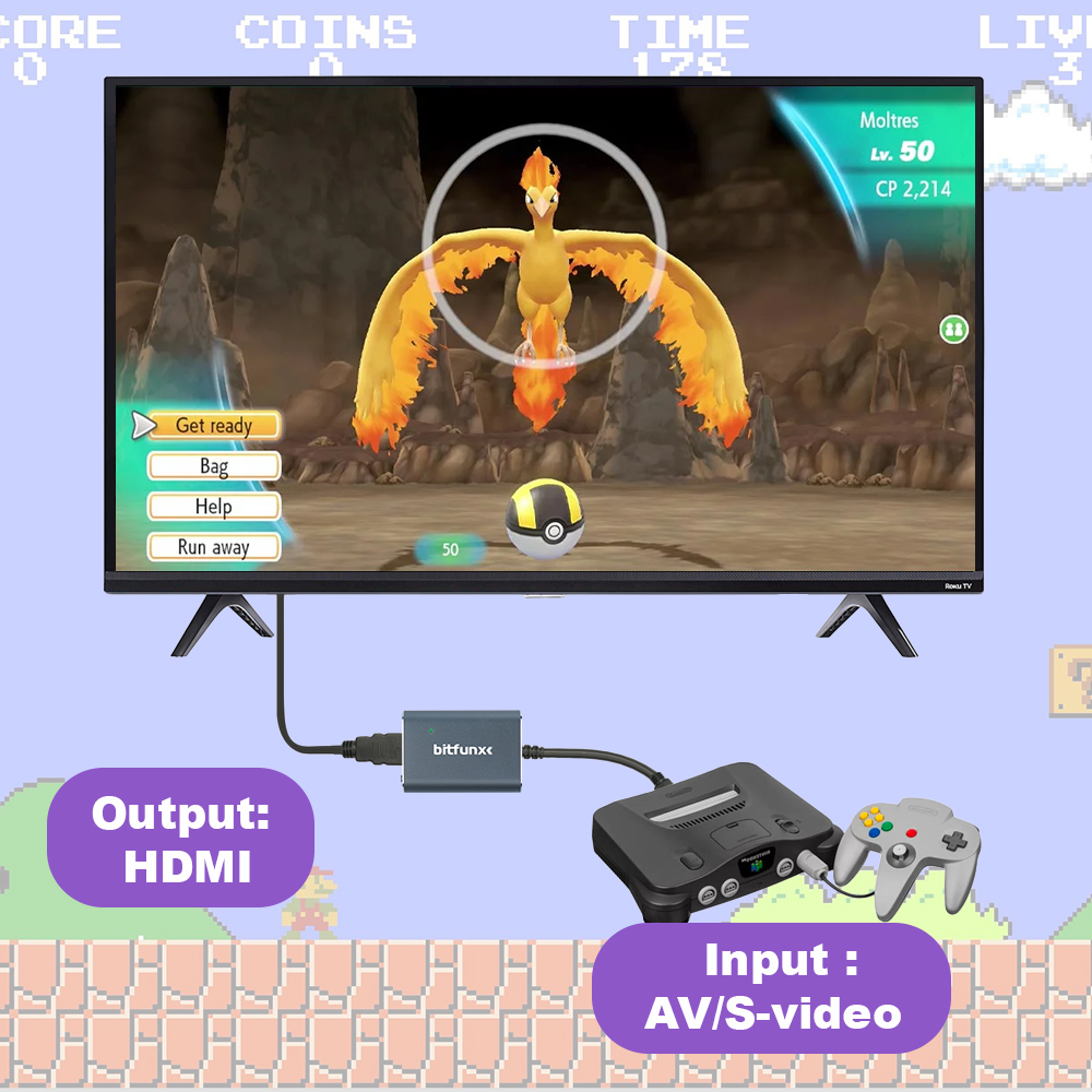Bitfunx 720P Svideo/AV to HDMI - Retro Gaming N64 のレビューと価格