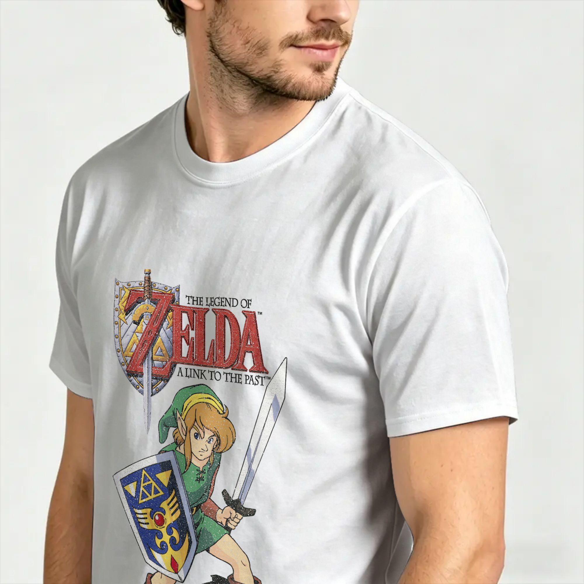 ゼルダの伝説グレー漫画 Tシャツ夏のファッション Tシャツ綿 - Retro Gaming Zelda のレビューと価格